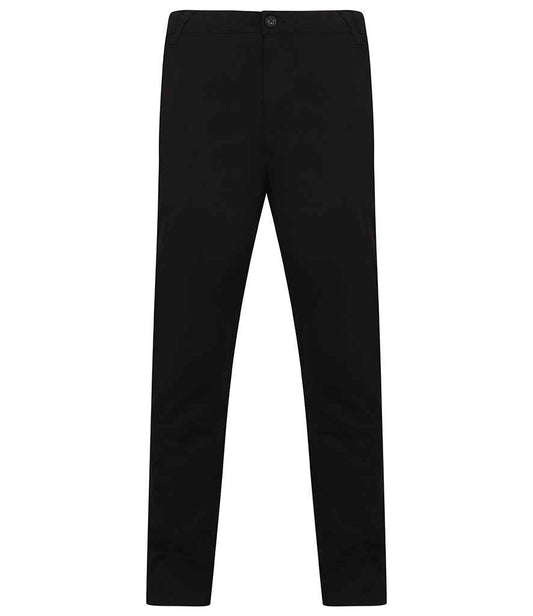 Henbury Stretch Flex Waistband Chino Trousers | Black