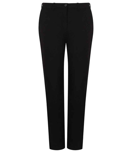 Henbury Ladies Stretch Chino Trousers | Black