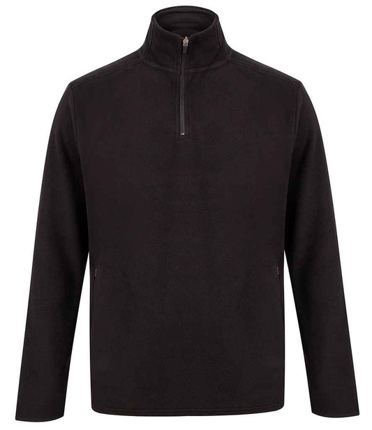 Henbury Zip Neck Micro Fleece | Black