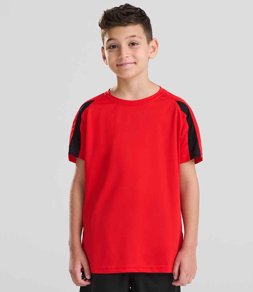AWDis Kids Cool Contrast T-Shirt | Fire Red/Jet Black