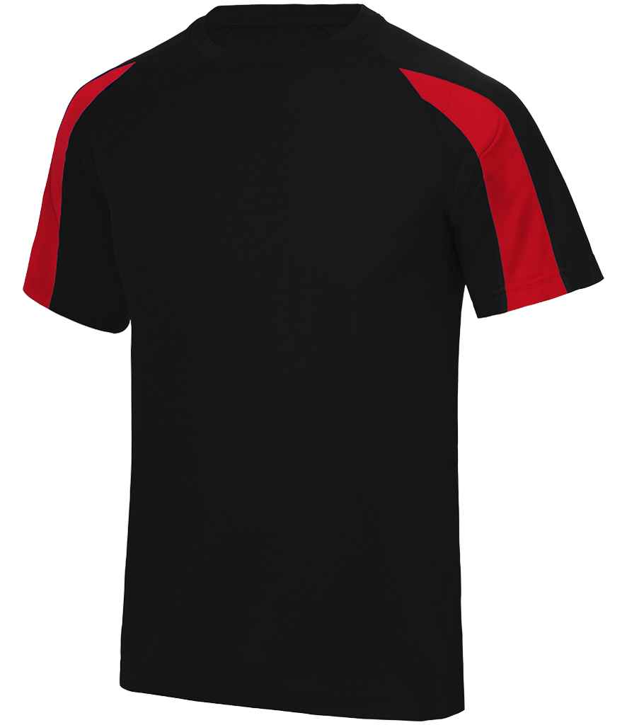 AWDis Kids Cool Contrast T-Shirt | Jet Black/Fire Red