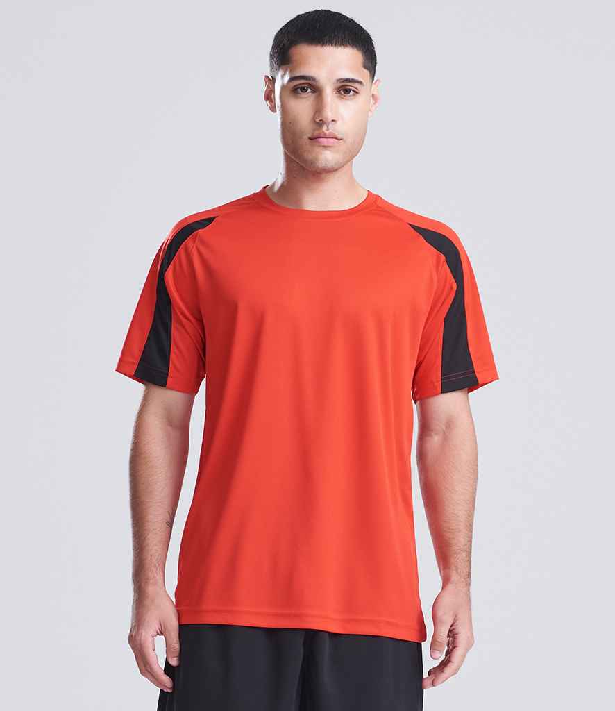 AWDis Cool Contrast Wicking T-Shirt | Fire Red/Jet Black