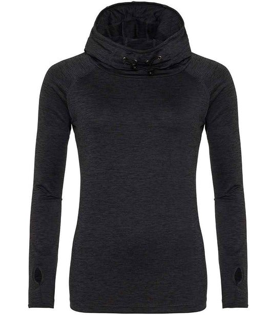 AWDis Ladies Cool Cowl Neck Top | Black Slate Melange