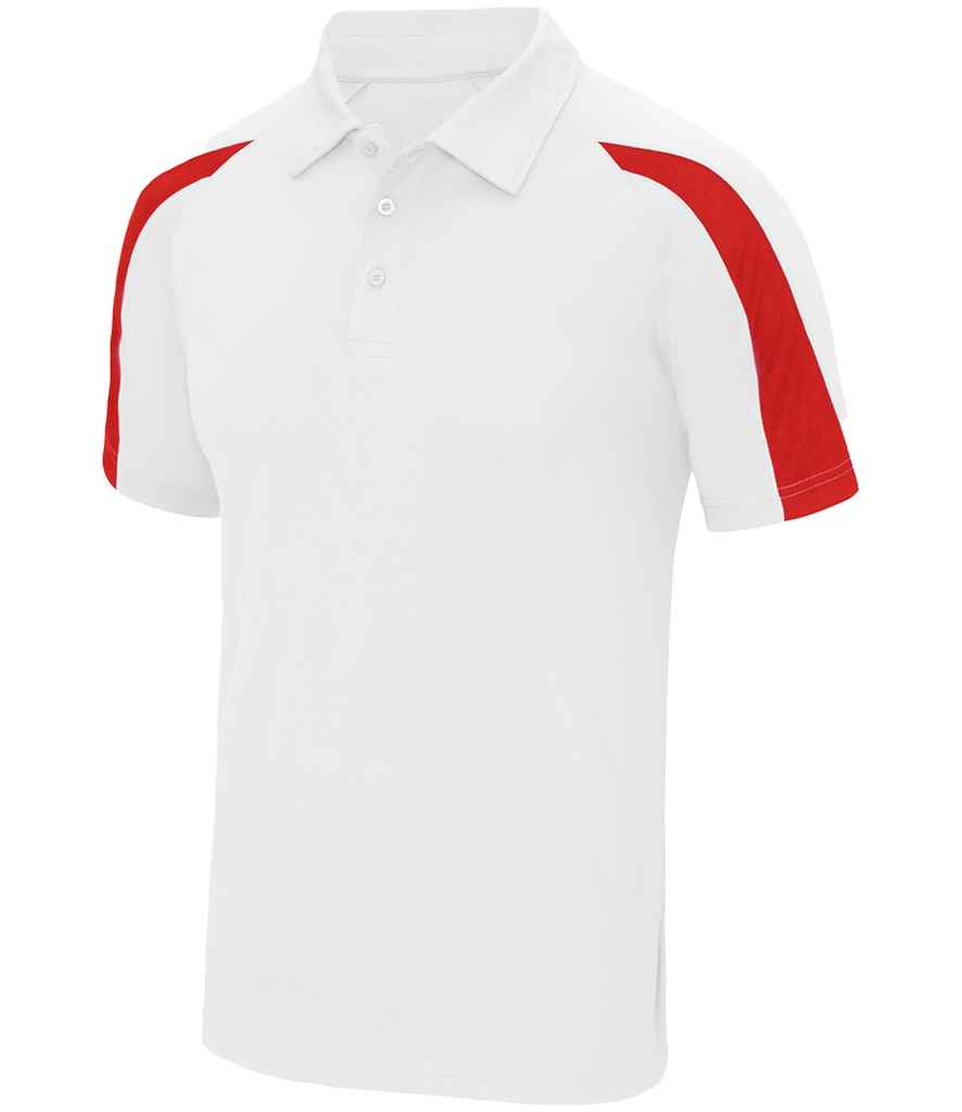 AWDis Cool Contrast Polo Shirt | Arctic White/Fire Red