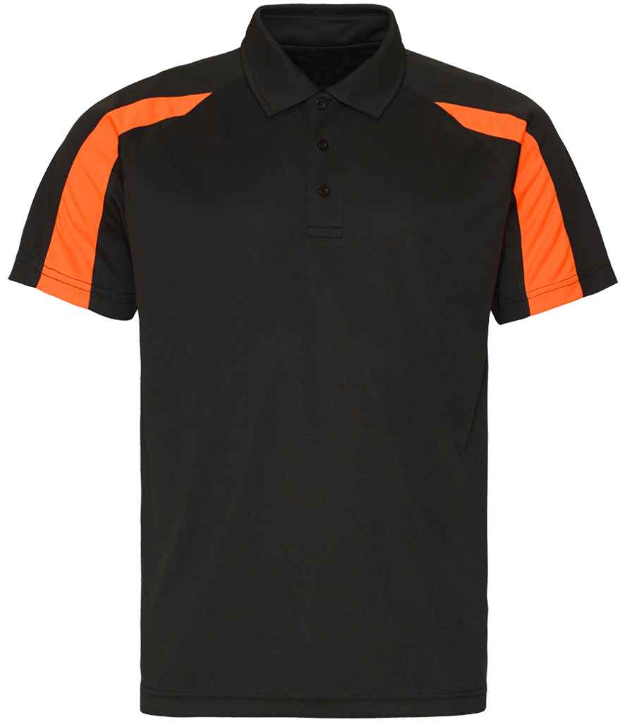AWDis Cool Contrast Polo Shirt | Jet Black/Electric Orange