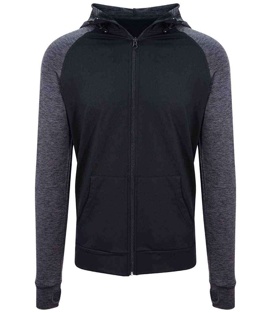AWDis Cool Contrast Zoodie | Black/Black Slate Melange