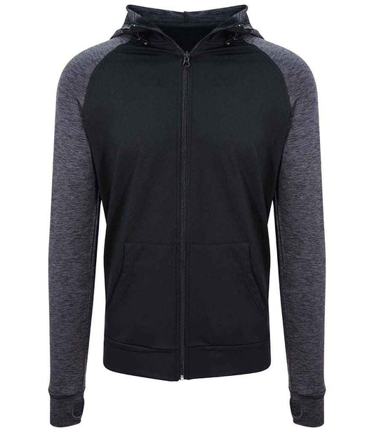 AWDis Cool Contrast Zoodie | Black/Black Slate Melange