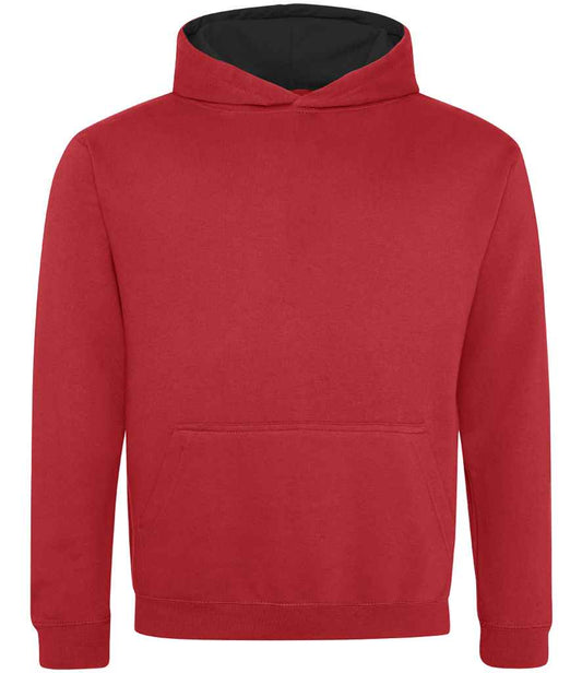 AWDis Kids Varsity Hoodie | Fire Red/Jet Black
