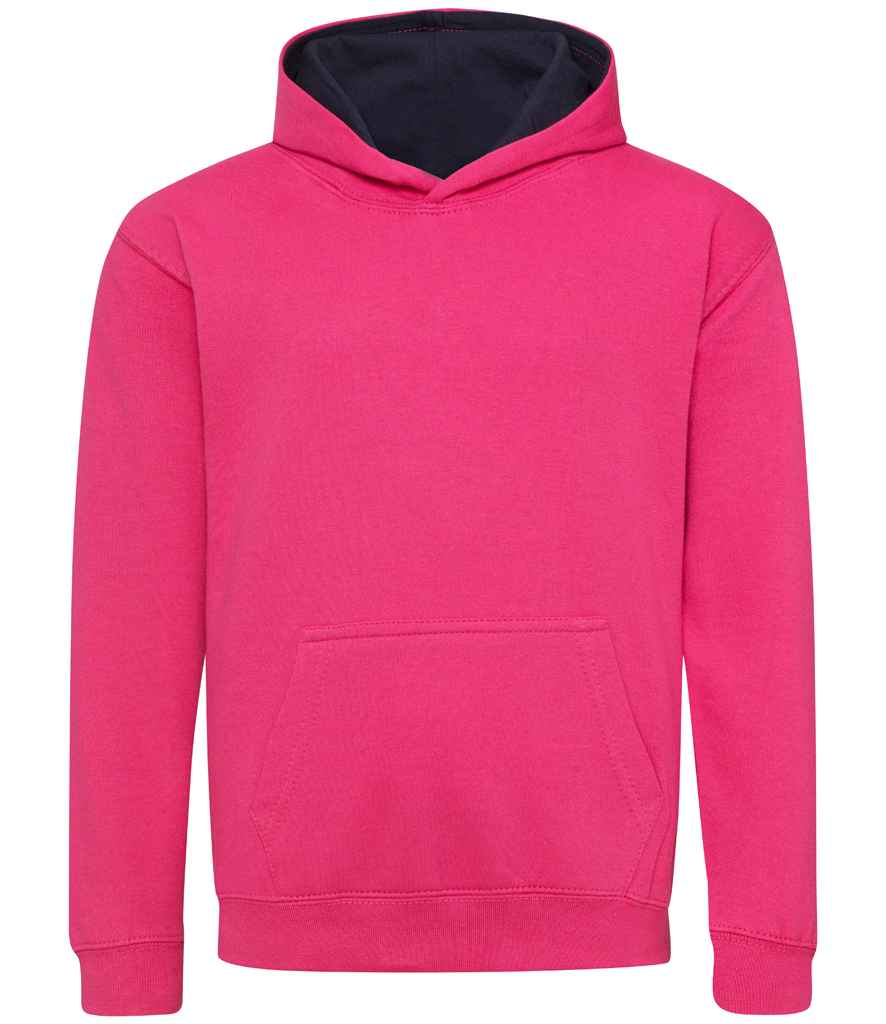 AWDis Kids Varsity Hoodie | Hot Pink/French Navy
