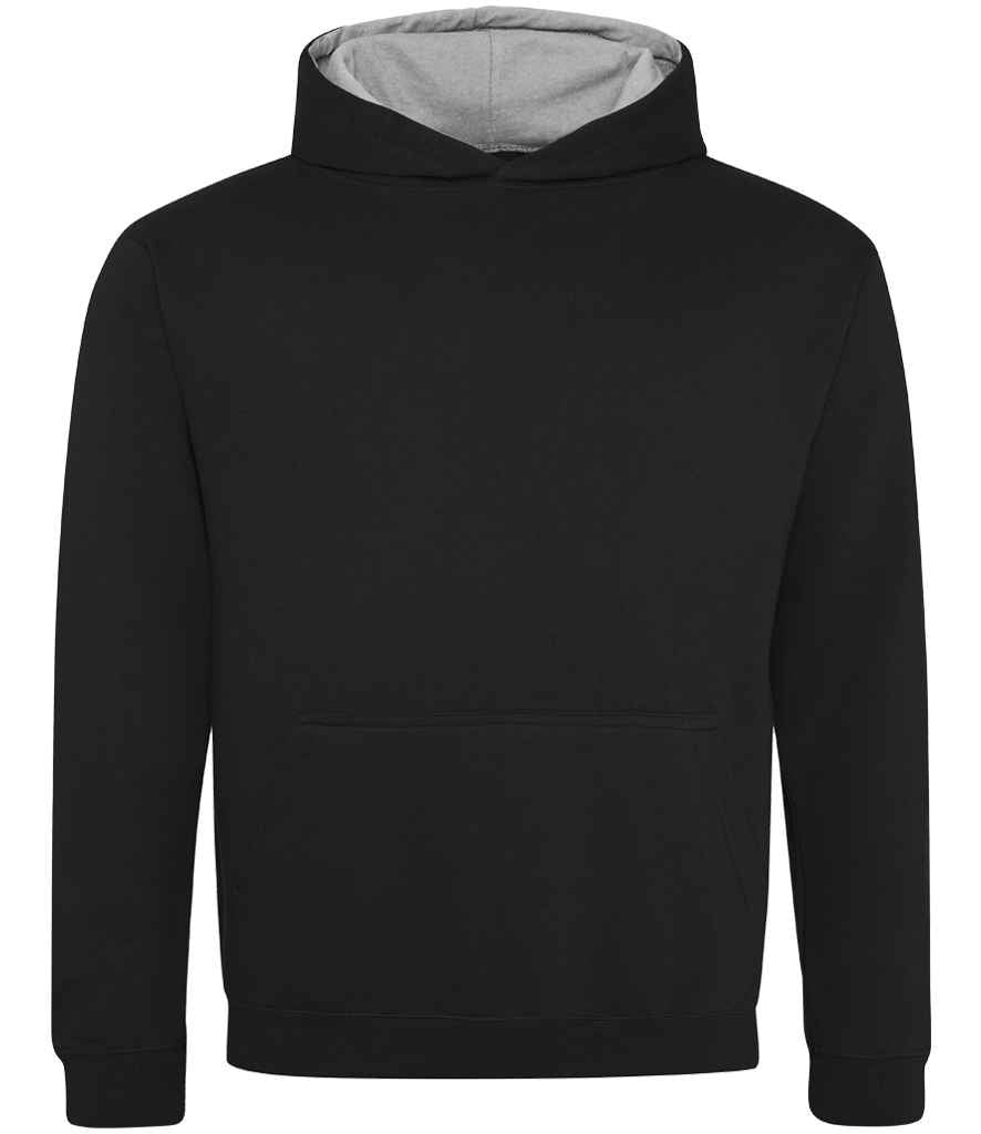 AWDis Kids Varsity Hoodie | Jet Black/Heather Grey