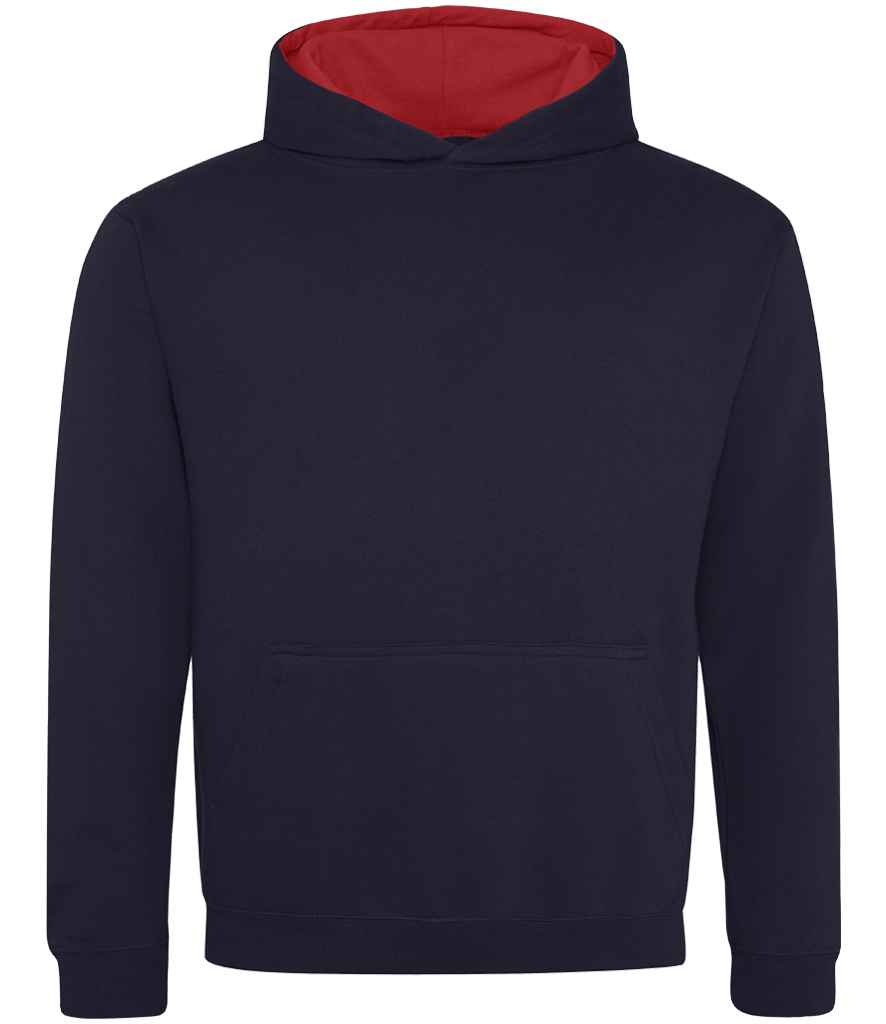 AWDis Kids Varsity Hoodie | New French Navy/Fire Red