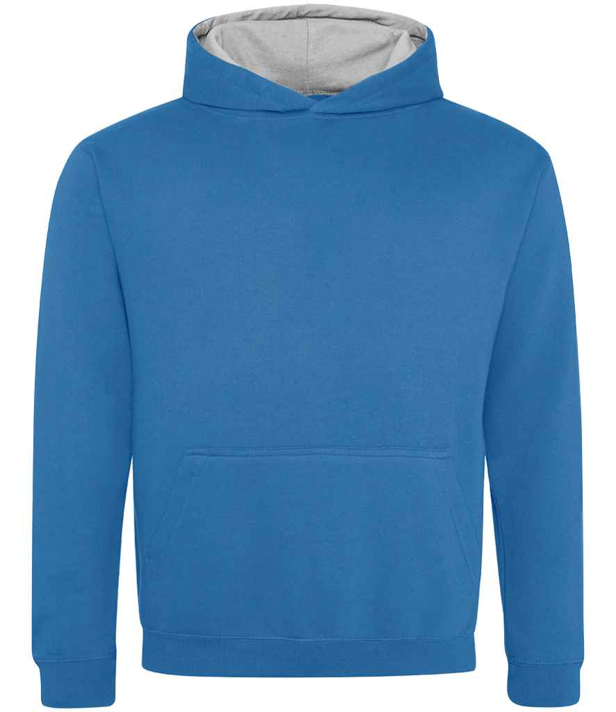 AWDis Kids Varsity Hoodie | Sapphire Blue/Heather Grey