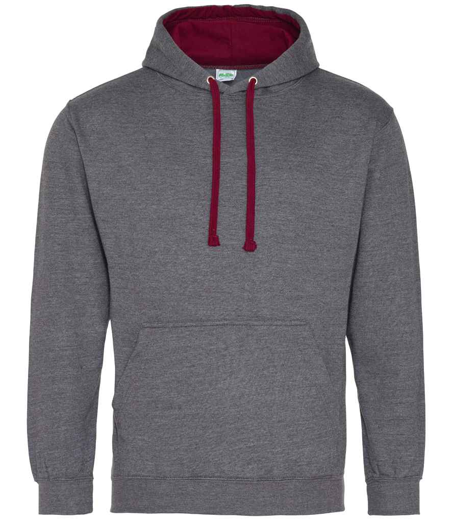 AWDis Varsity Hoodie | Charcoal/Burgundy