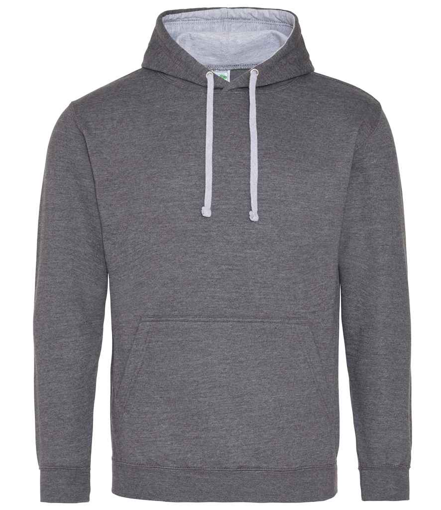 AWDis Varsity Hoodie | Charcoal/Heather Grey