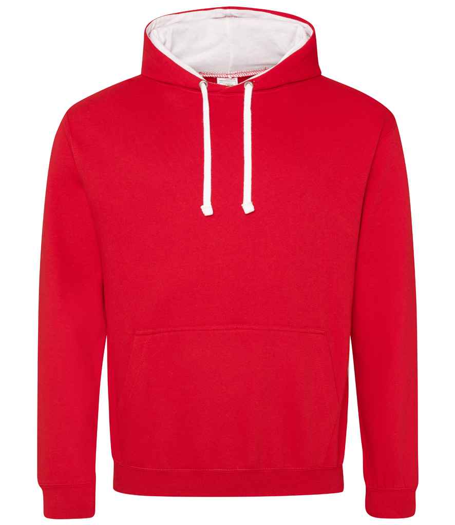 AWDis Varsity Hoodie | Fire Red/Arctic White