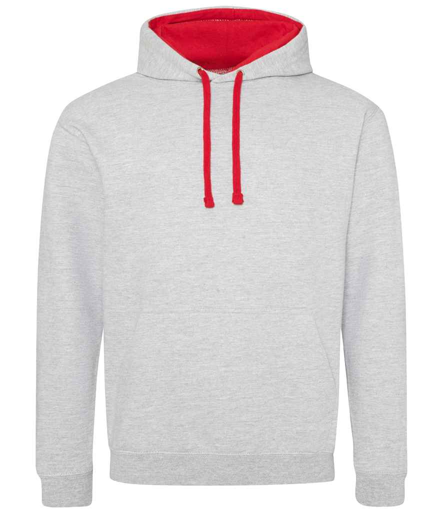 AWDis Varsity Hoodie | Heather Grey/Fire Red