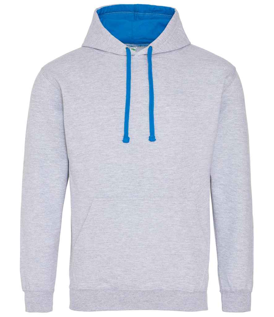 AWDis Varsity Hoodie | Heather Grey/Sapphire Blue