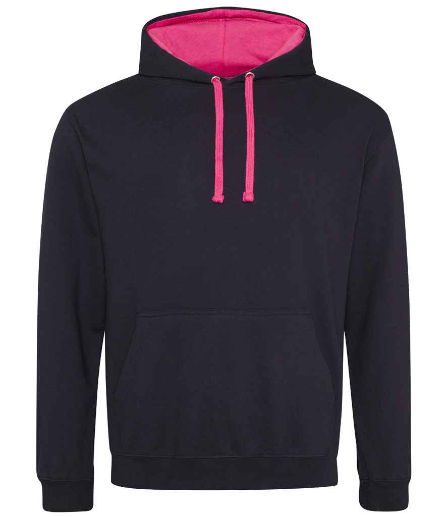 AWDis Varsity Hoodie | Jet Black/Hot Pink