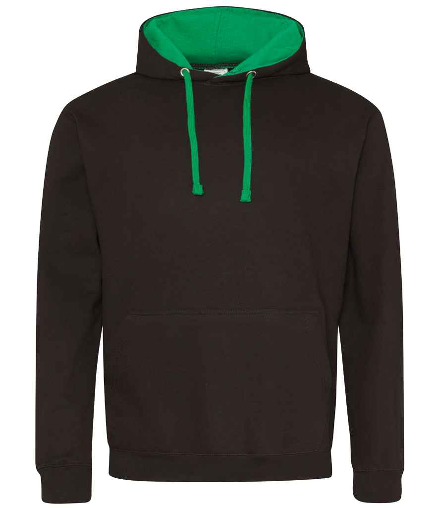 AWDis Varsity Hoodie | Jet Black/Kelly Green