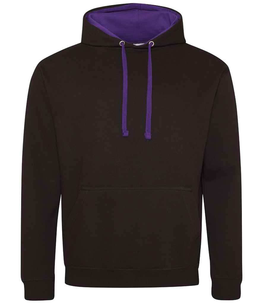 AWDis Varsity Hoodie | Jet Black/Purple