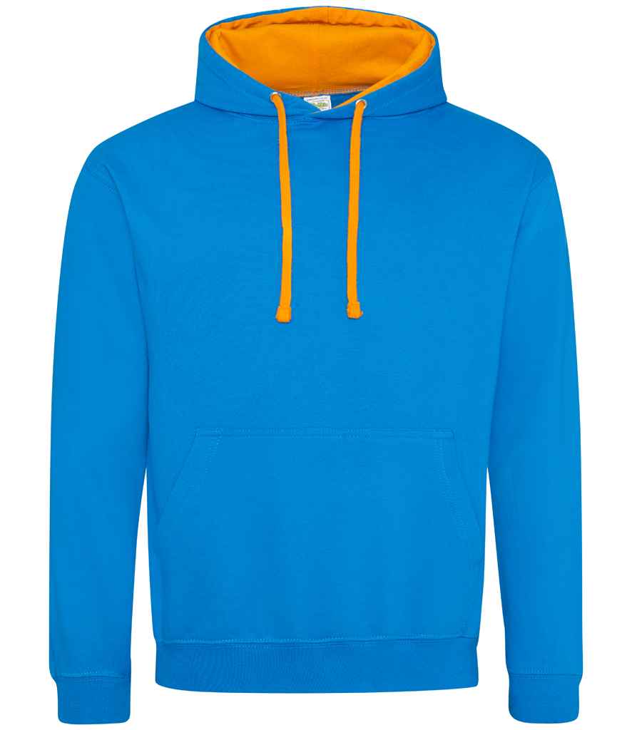 AWDis Varsity Hoodie | Sapphire Blue/Orange Crush