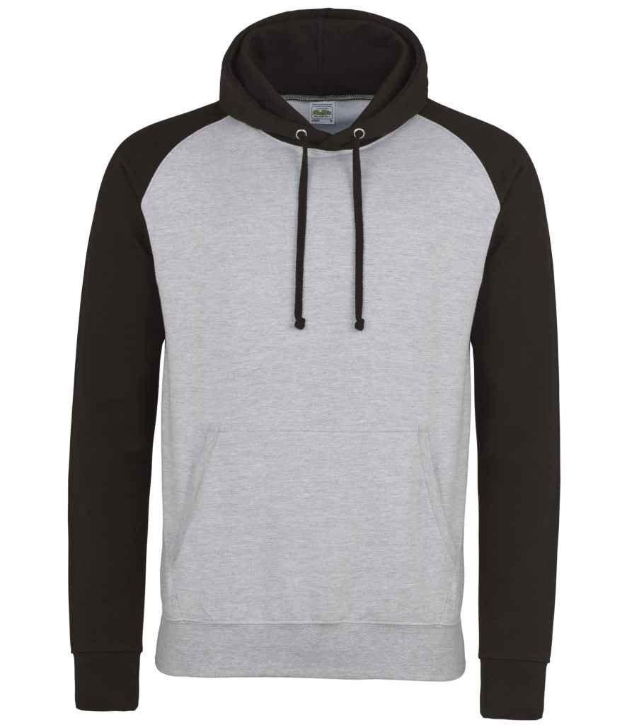 AWDis Baseball Hoodie | Heather Grey/Jet Black
