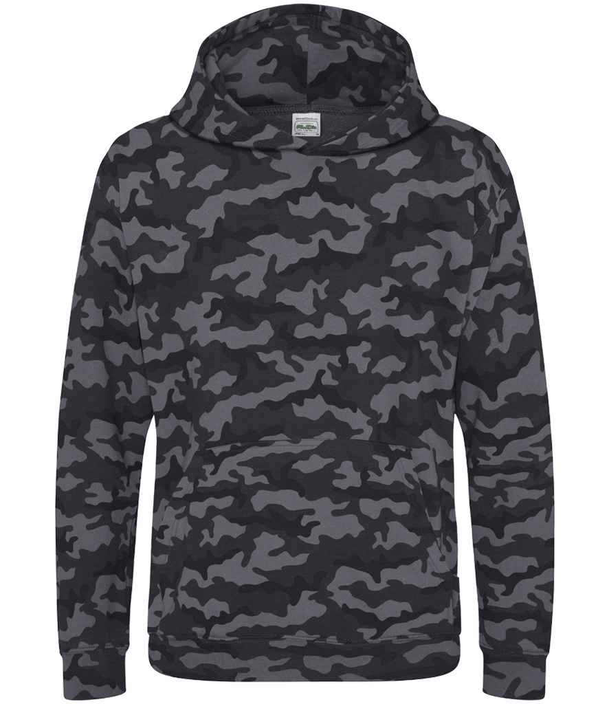 AWDis Kids Camo Hoodie | Black Camo