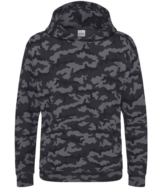 AWDis Kids Camo Hoodie | Black Camo