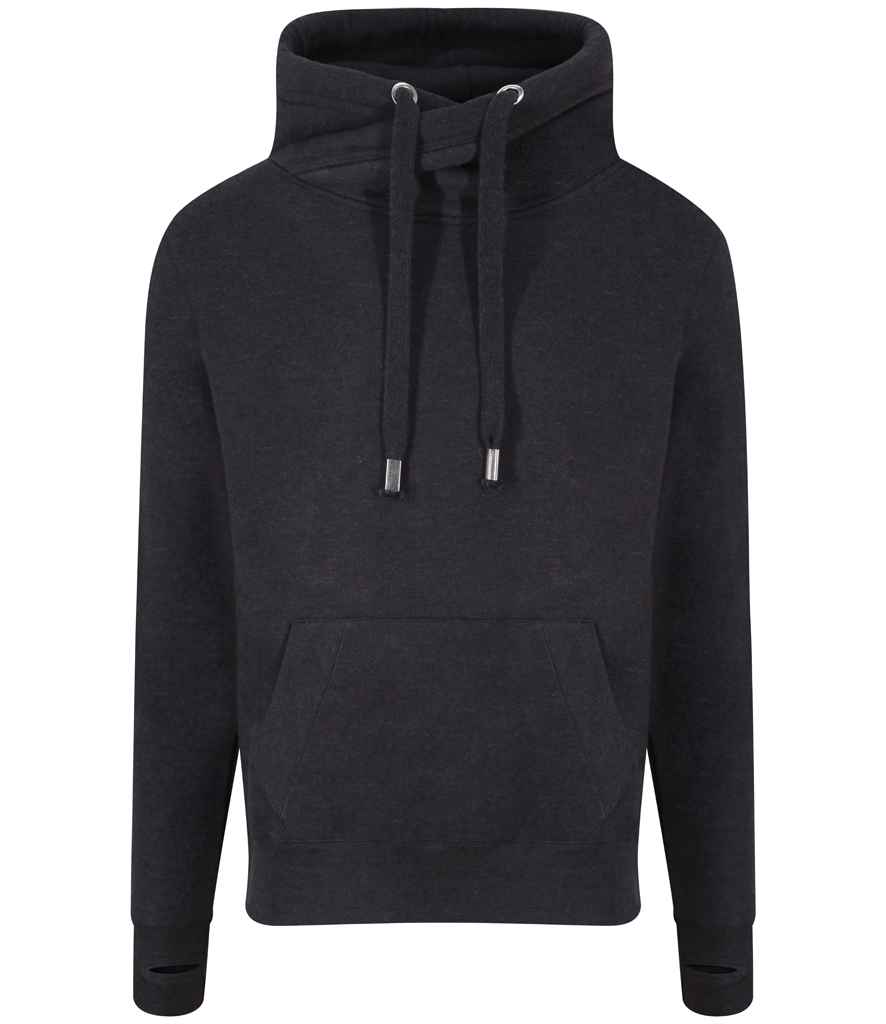 AWDis Cross Neck Hoodie | Black Smoke