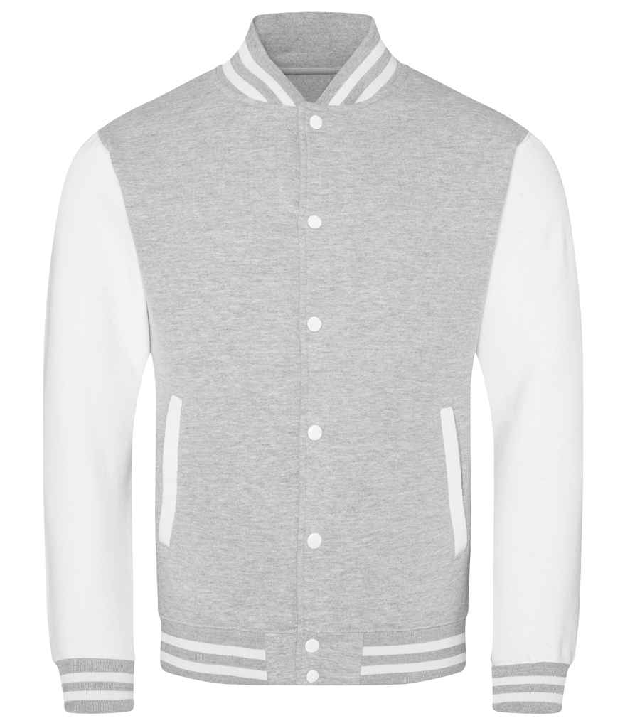 AWDis Varsity Jacket | Heather Grey/White