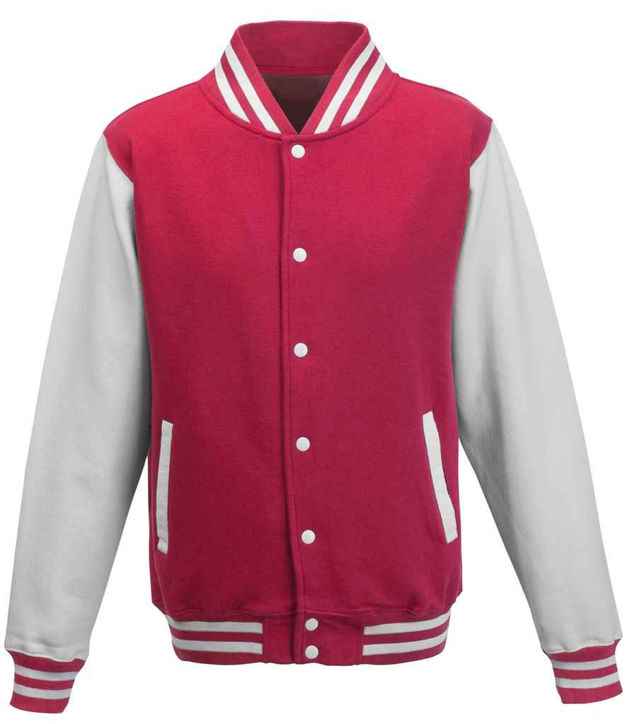 AWDis Varsity Jacket | Hot Pink/White