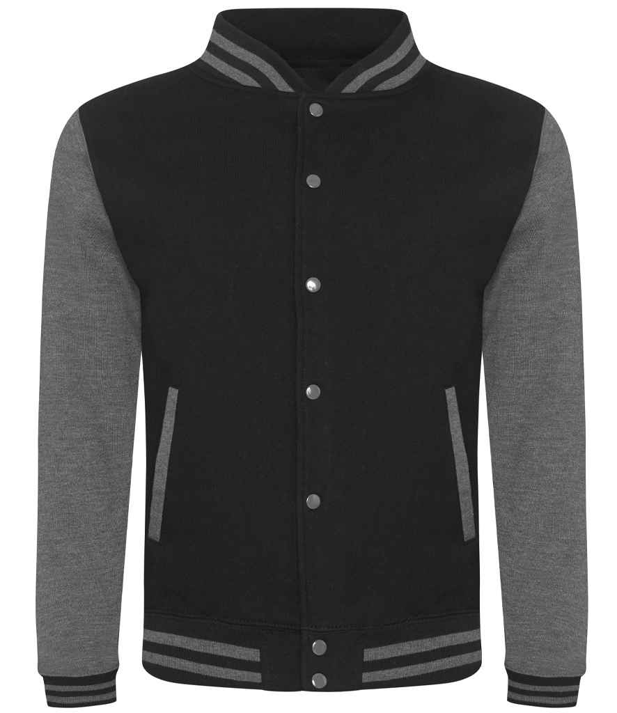 AWDis Varsity Jacket | Jet Black/Charcoal