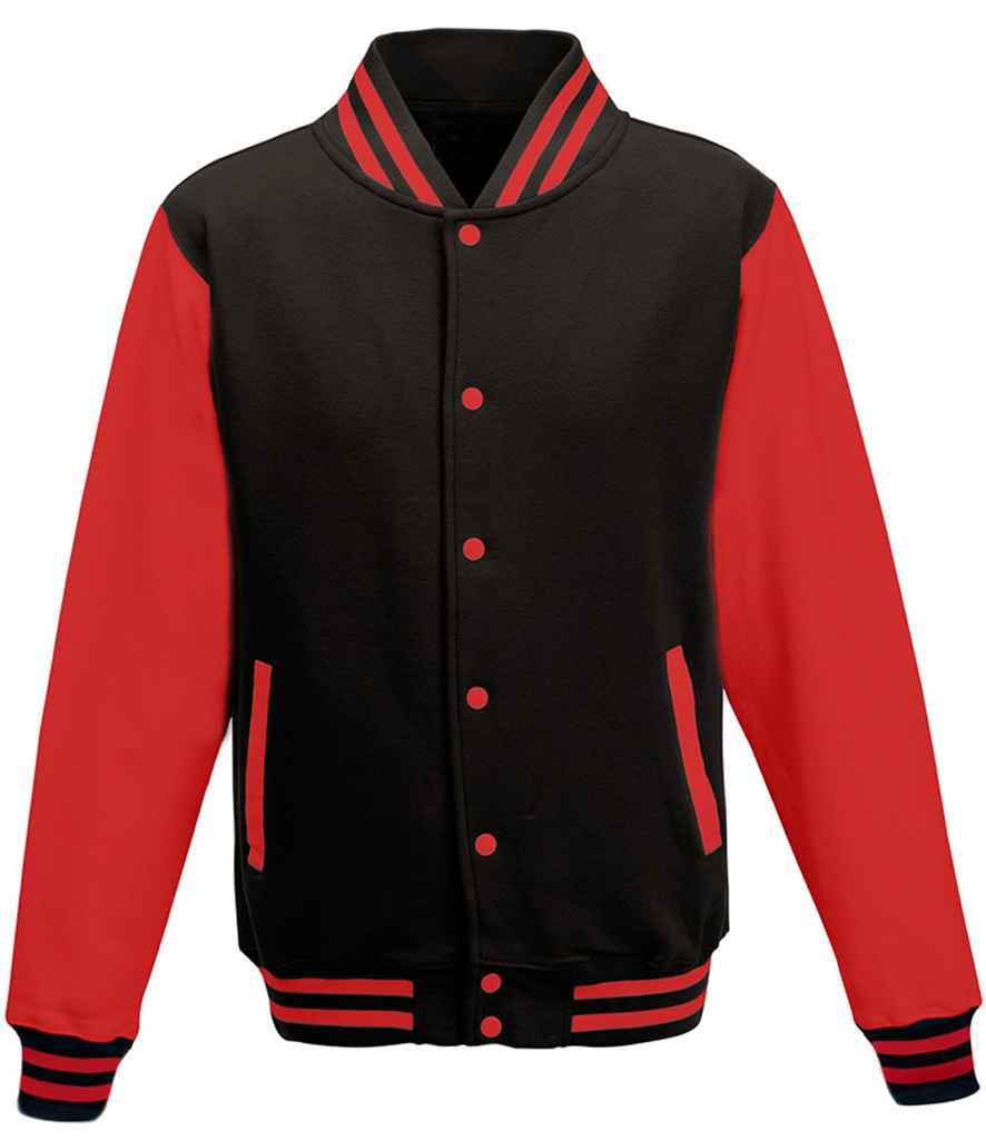 AWDis Varsity Jacket | Jet Black/Fire Red