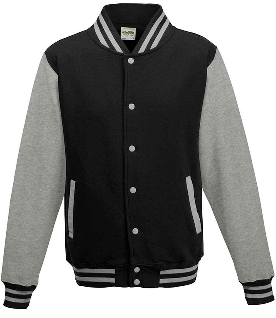 AWDis Varsity Jacket | Jet Black/Heather Grey