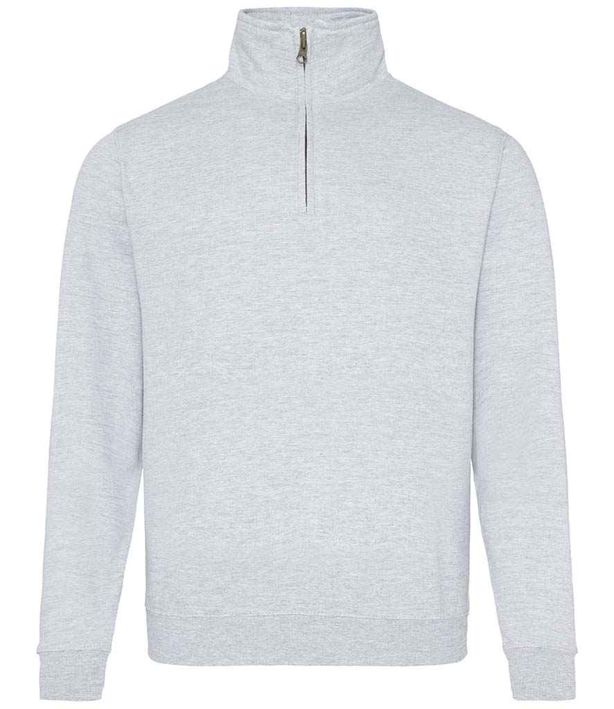 AWDis Sophomore Zip Neck Sweatshirt | Heather Grey