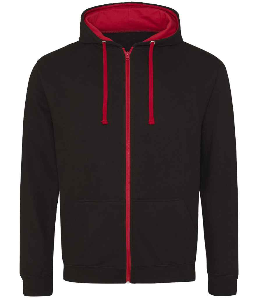 AWDis Varsity Zoodie | Jet Black/Fire Red