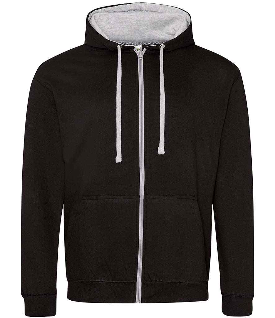 AWDis Varsity Zoodie | Jet Black/Heather Grey
