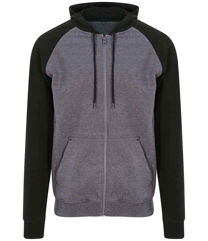 AWDis Baseball Zoodie | Charcoal/Jet Black