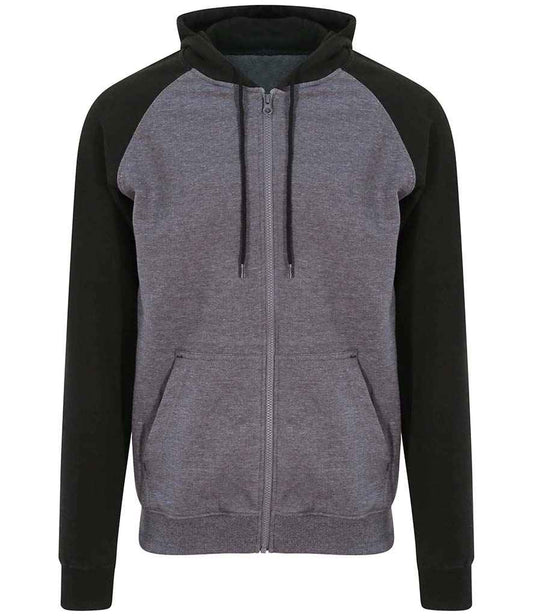 AWDis Baseball Zoodie | Charcoal/Jet Black