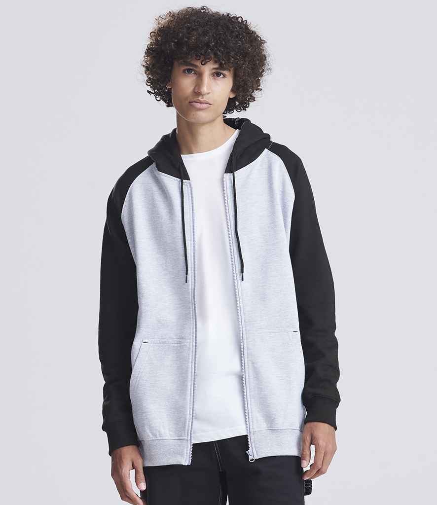 AWDis Baseball Zoodie | Heather Grey/Jet Black