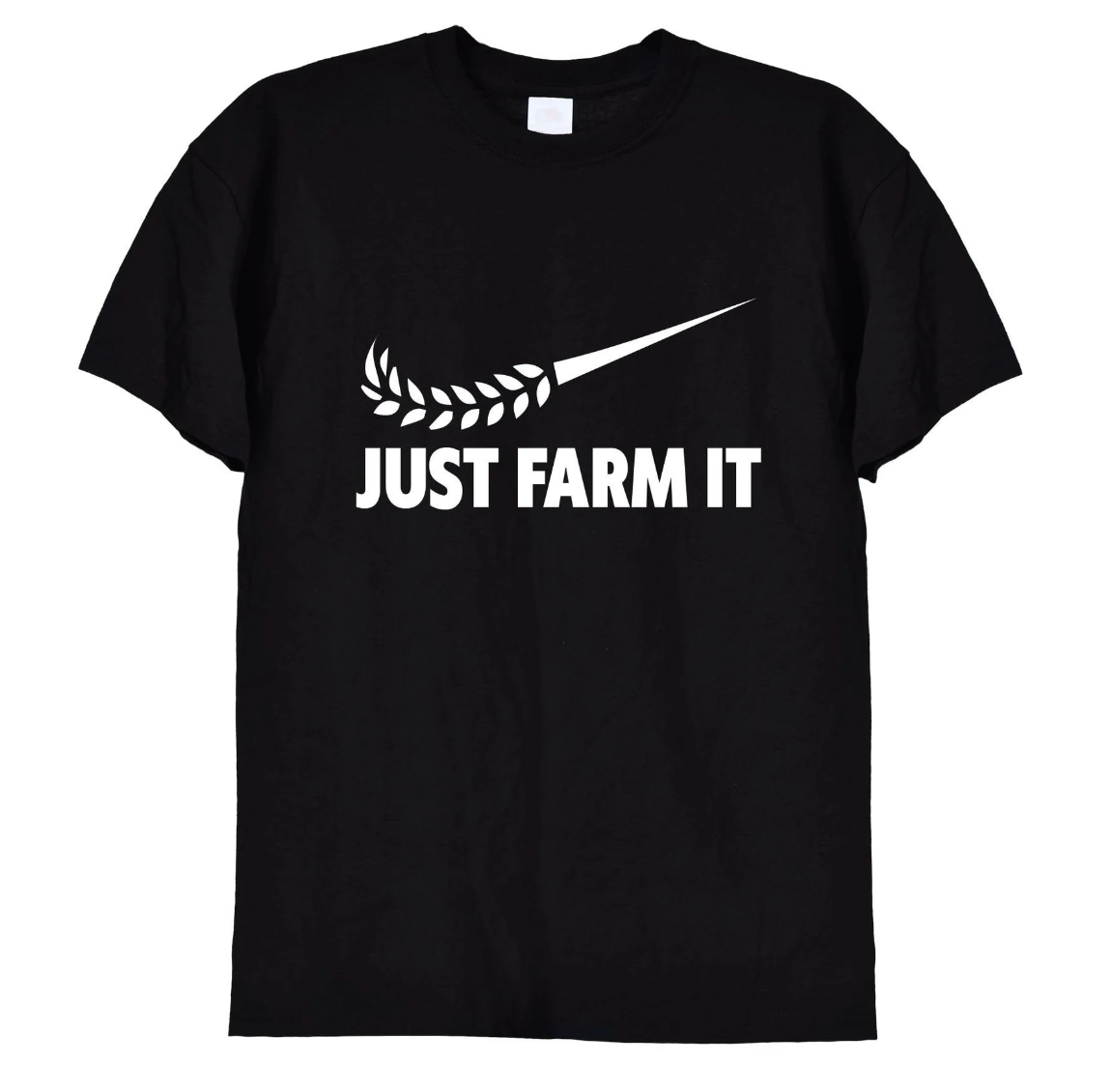 Our "Just Farm It" T-shirt is the perfect blend of humor and agricultural pride! Featuring a clever design with a piece of wheat styled like the iconic Nike logo, this funny tee is ideal for farmers, country lovers, and anyone who appreciates a good pun. Made from soft, high-quality cotton, this shirt offers both comfort and style for everyday wear or casual outings. Whether you're working on the farm, hanging out with friends, or just want to showcase your love for farming, this shirt is sure to get laughs