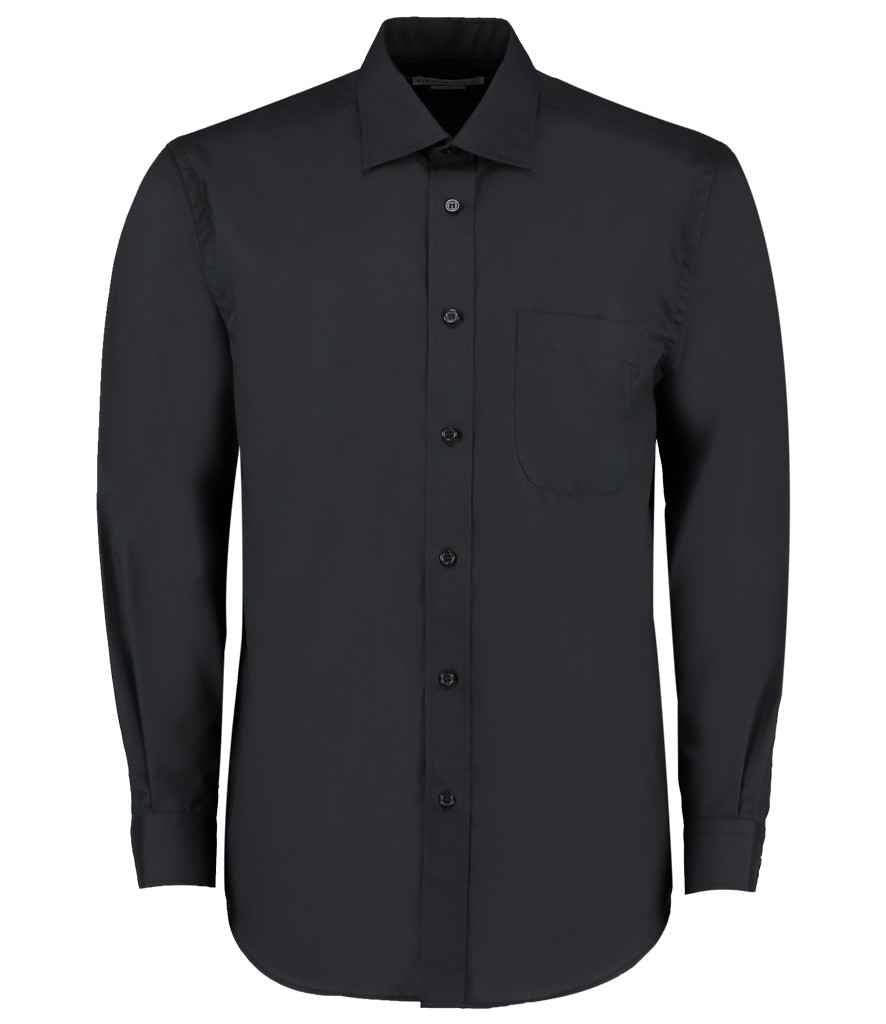 Kustom Kit Long Sleeve Classic Fit Business Shirt | Black