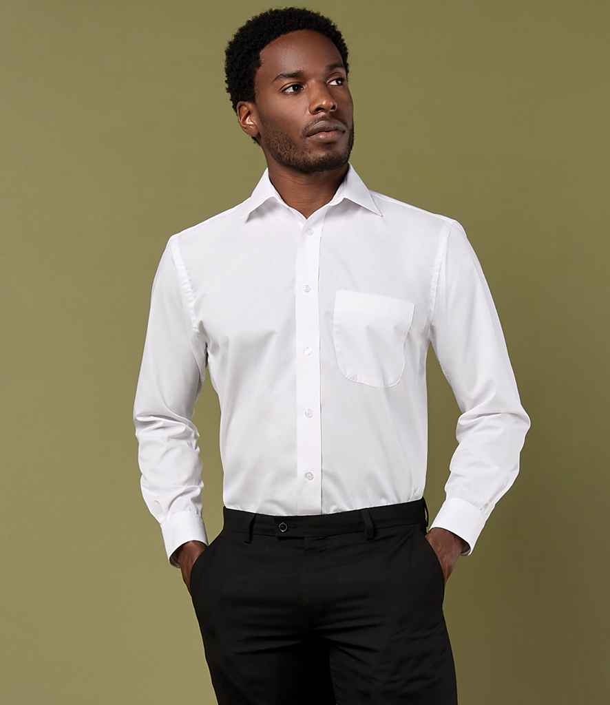 Kustom Kit Long Sleeve Classic Fit Business Shirt | White