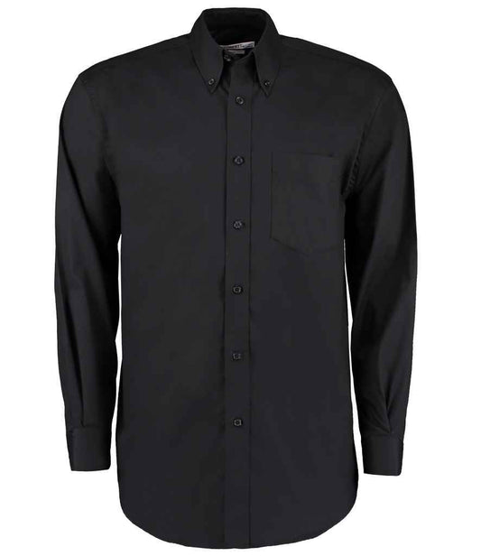 Kustom Kit Premium Long Sleeve Classic Fit Oxford Shirt | Black