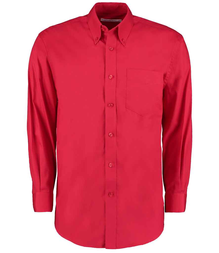 Kustom Kit Premium Long Sleeve Classic Fit Oxford Shirt | Red