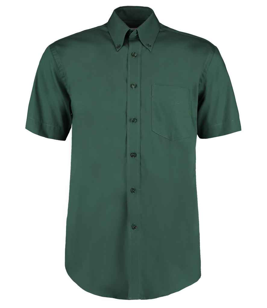 Kustom Kit Premium Short Sleeve Classic Fit Oxford Shirt | Bottle Green