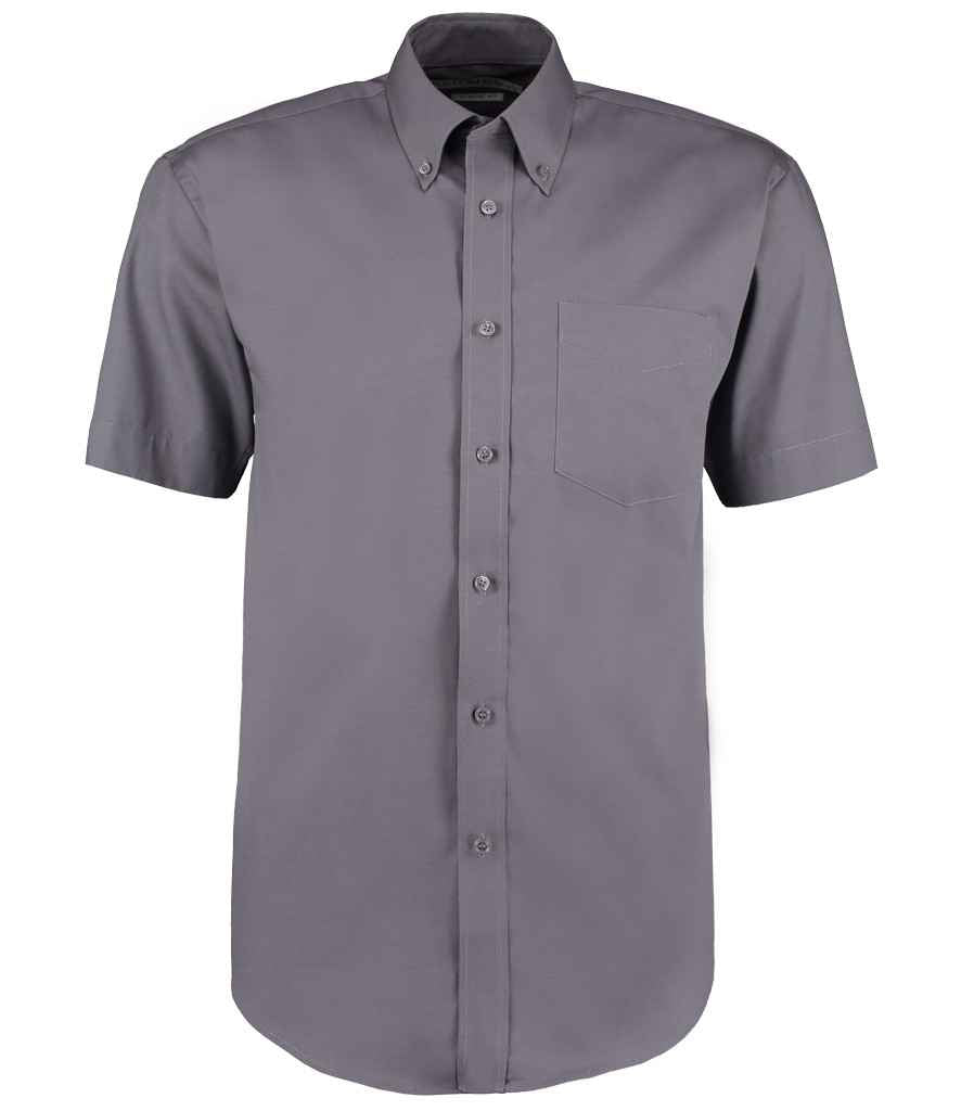 Kustom Kit Premium Short Sleeve Classic Fit Oxford Shirt | Charcoal