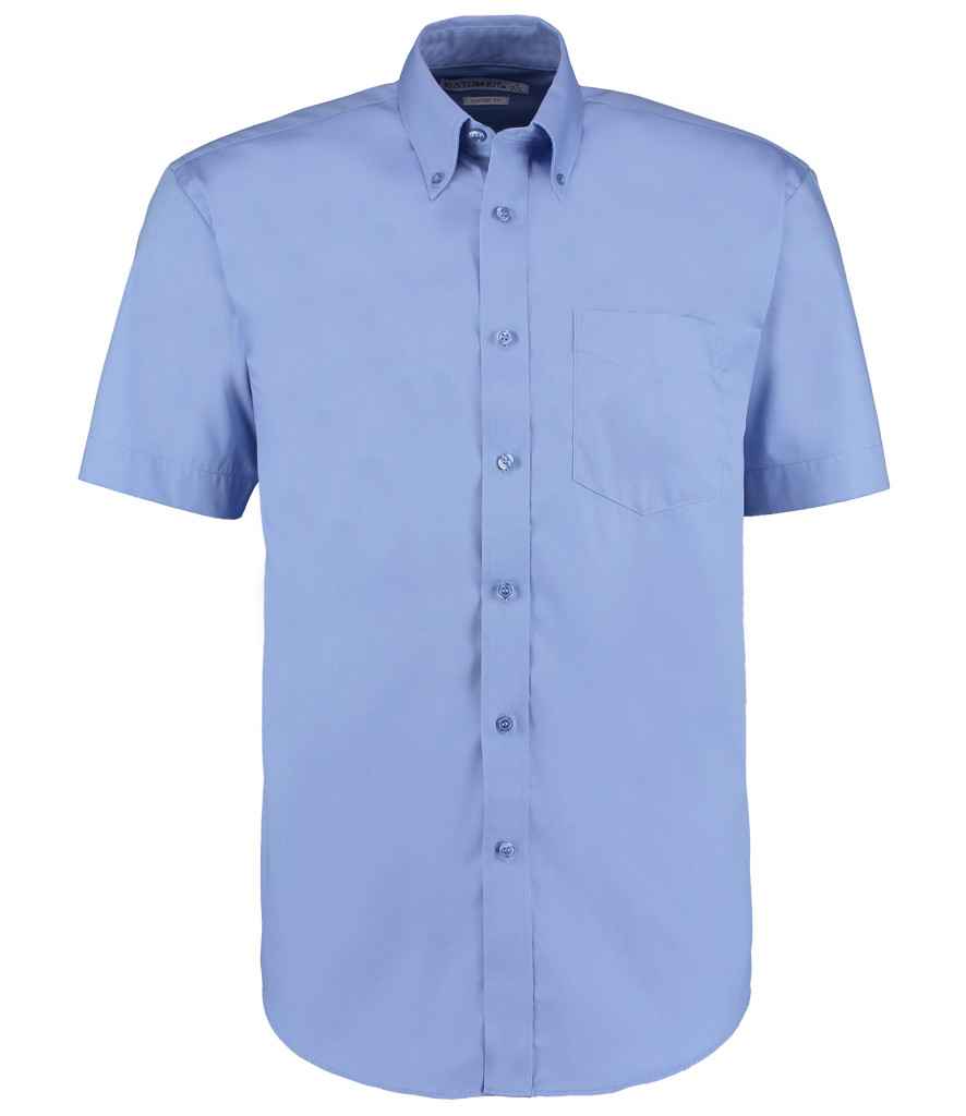 Kustom Kit Premium Short Sleeve Classic Fit Oxford Shirt | Mid Blue