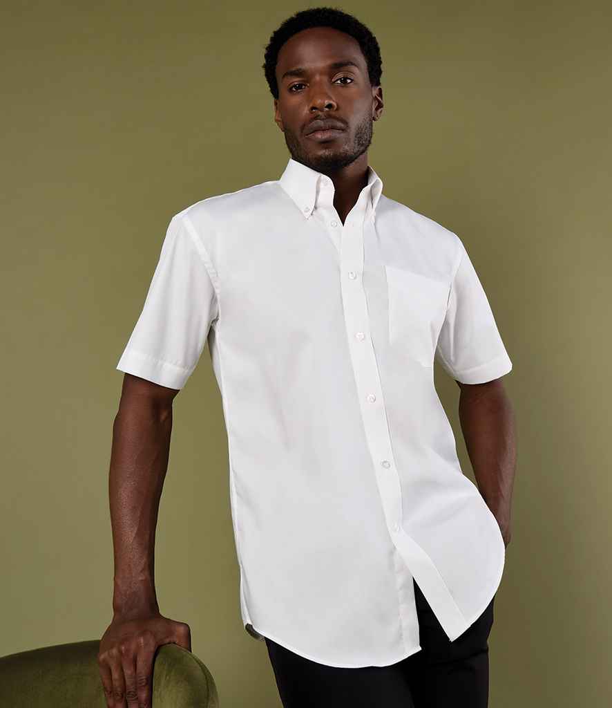 Kustom Kit Premium Short Sleeve Classic Fit Oxford Shirt | White