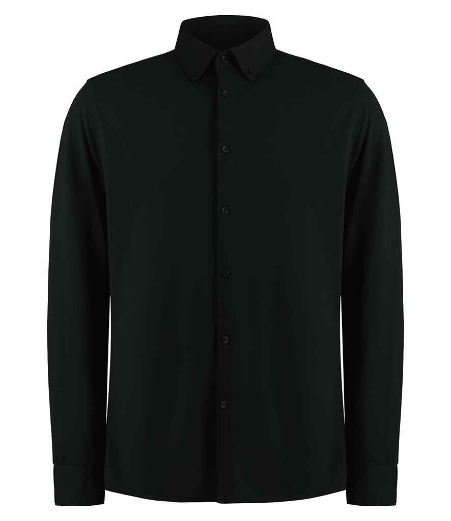 Kustom Kit Long Sleeve Superwash® 60°C Piqué Shirt | Black